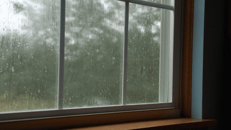 a window with rain drops on the glass