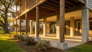 Houston home with a visible pier and beam foundation, emphasizing structural integrity and residential construction
