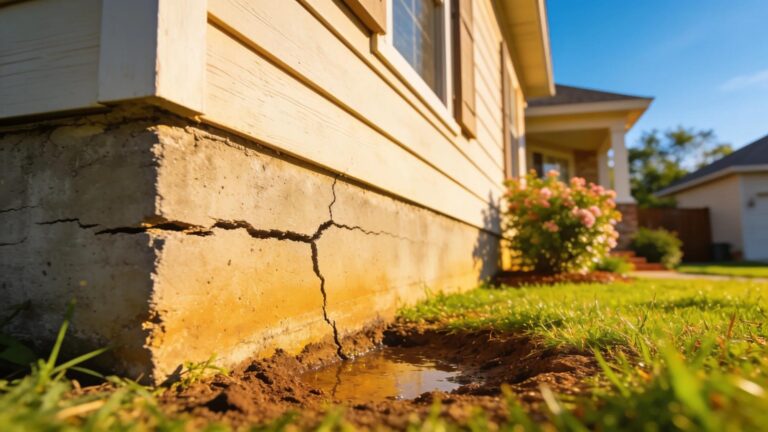 Houston home with cracked foundation symbolizing foundation leak concerns