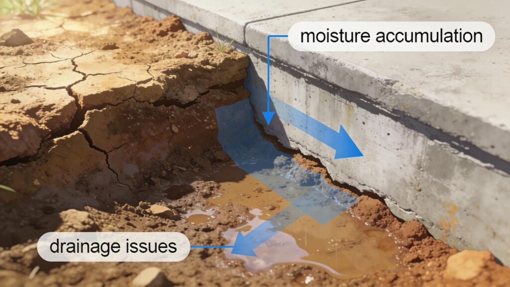 Visual representation of soil movement affecting foundation stability